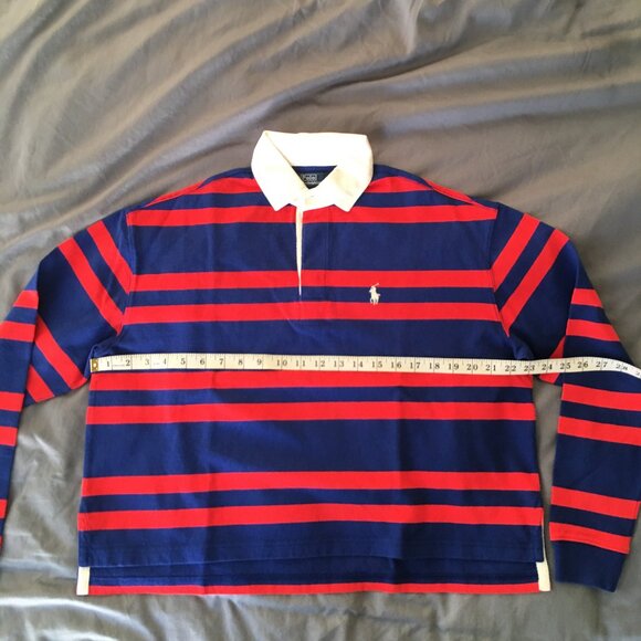 BRAND NEW Polo Ralph Lauren Striped Blue and Red Rugby Shirt - Picture 3 of 11